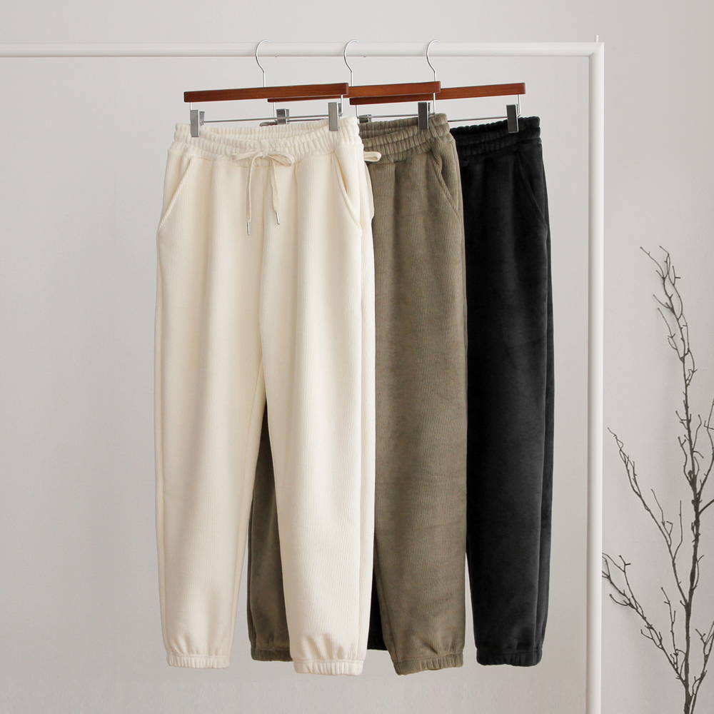 겨울 양털안감 여성 골덴 코듀로이 조거 와이드 기모바지