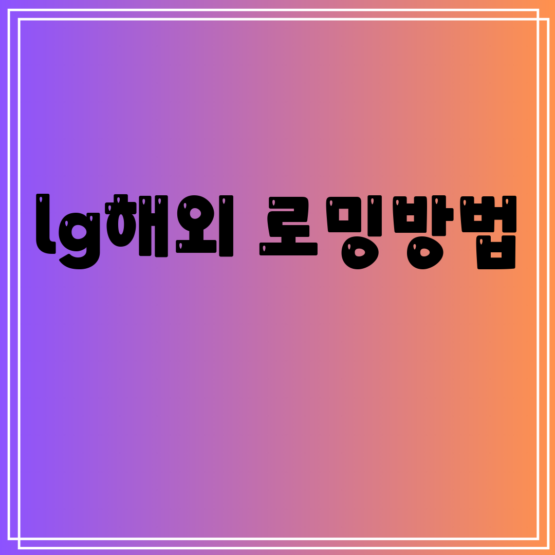 lg해외로밍방법