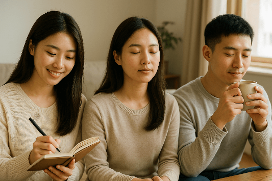 긍정심리학,행복루틴,감사일기,정서회복,5분루틴,마이크로조이,스트레스해소,행복실천법,UCSF연구,하루5분습관