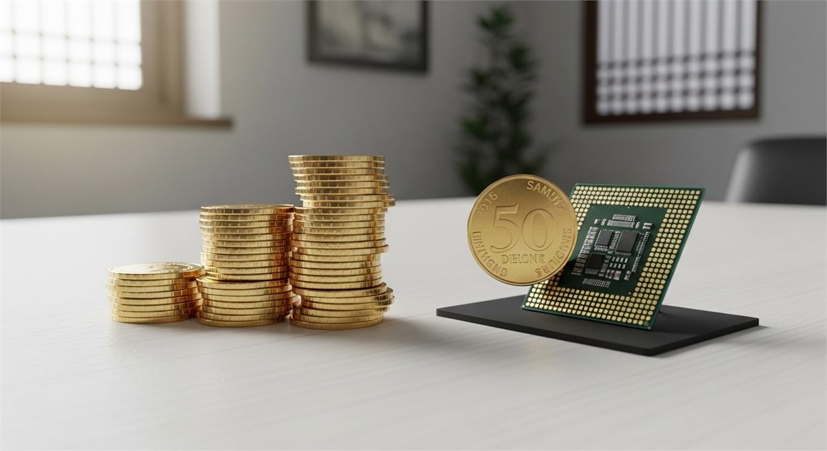 반도체와 배당금을 상징적으로 함께 담은 장면 