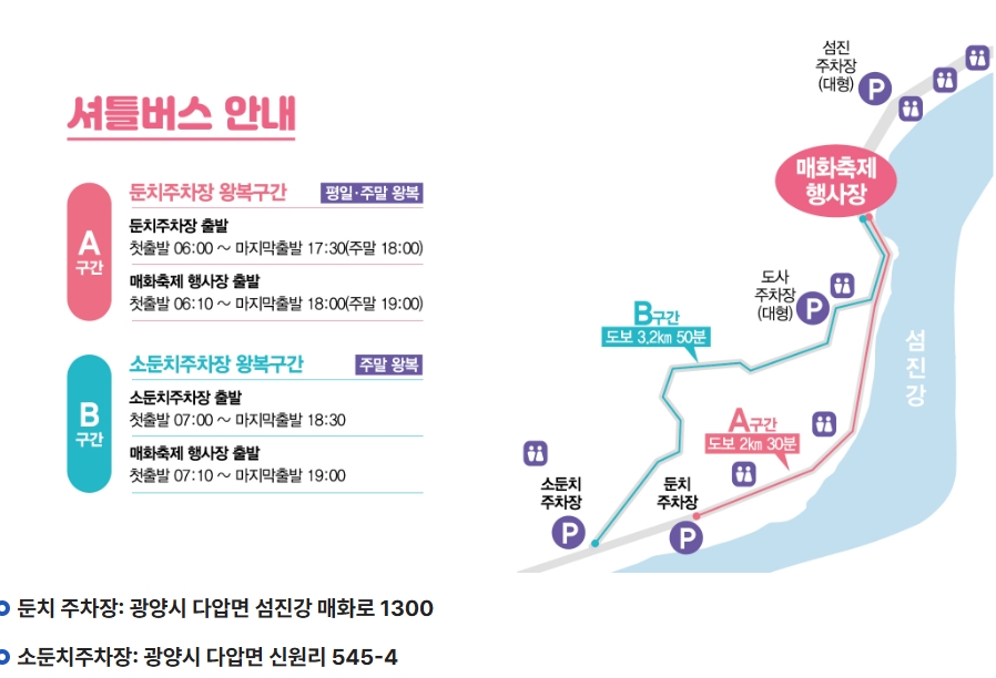 2026 광양매화축제, 입장료, 셔틀버스, 개화율, 주차