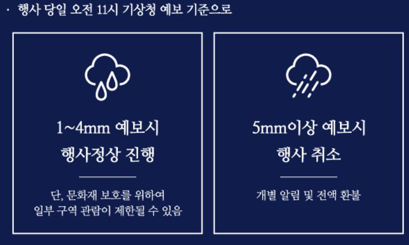 경북궁 별빛야행 관람 우천시 안내