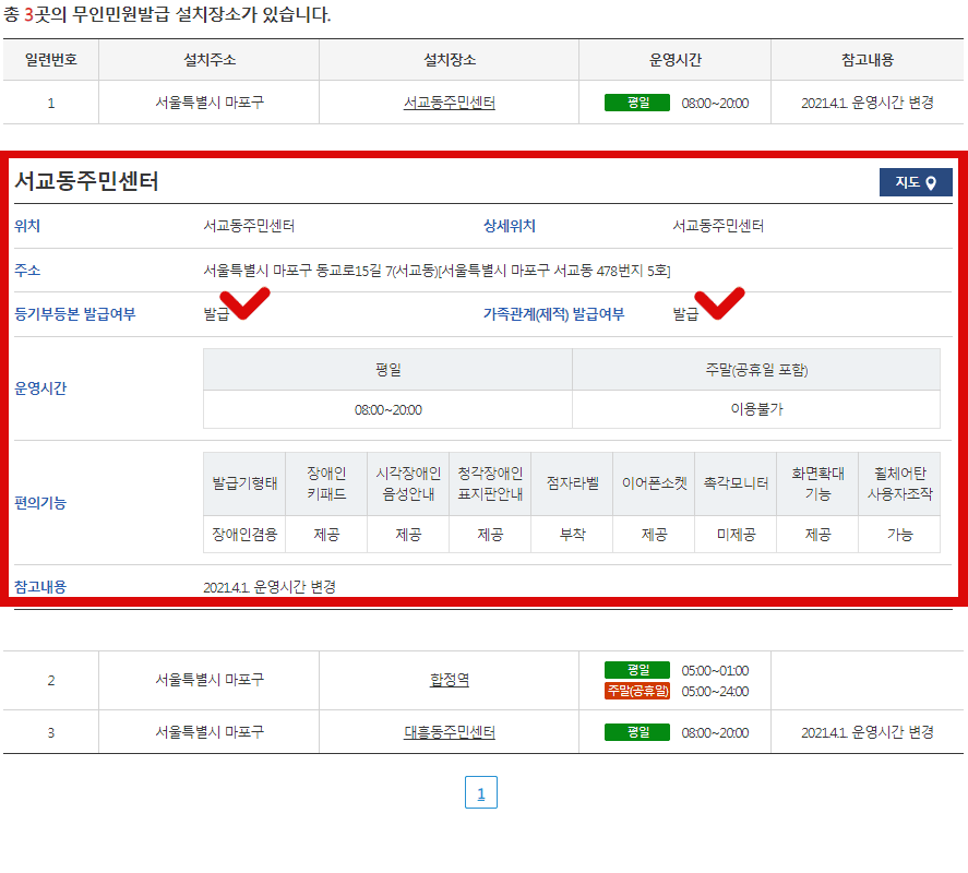 무인민원발급안내 페이지 캡처이미지