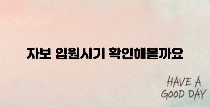 자동차보험 <자보> 입원시기 알아보기