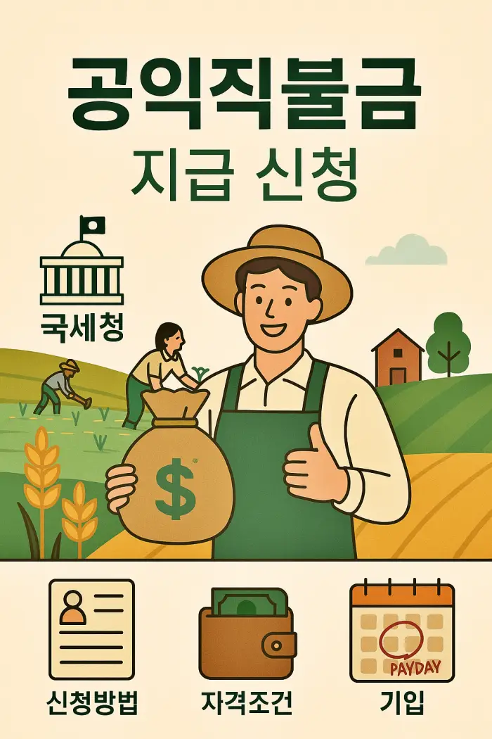 공익 직불금 신청방법, 자격조건, 지급절차, 지급일, 소농직불금, 면적직불금, 필수서류