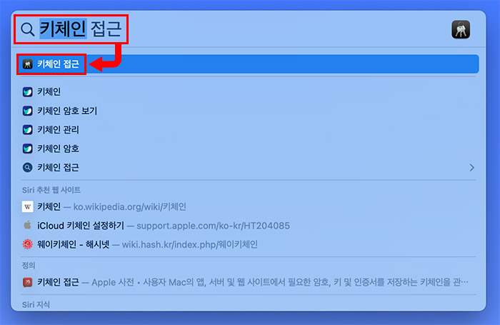 맥북 키체인 접근