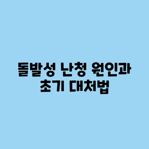 돌발성 난청 원인과 초기 대처법
