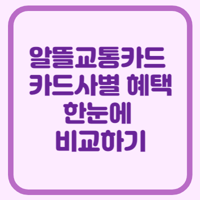 알뜰교통 카드사별 혜택 한눈에 비교하기
