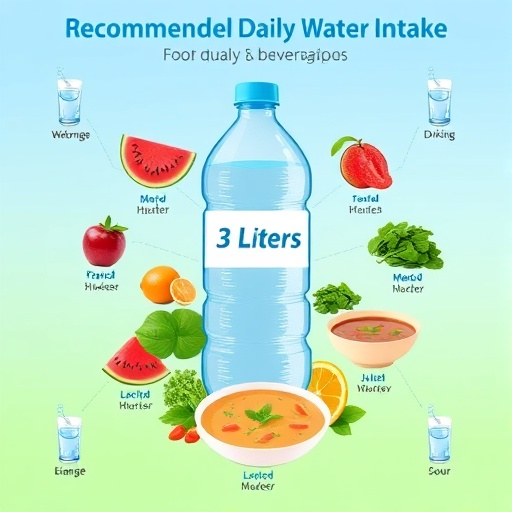 하루 3리터 물 섭취 권장량은 물과 음식을 합한 수치