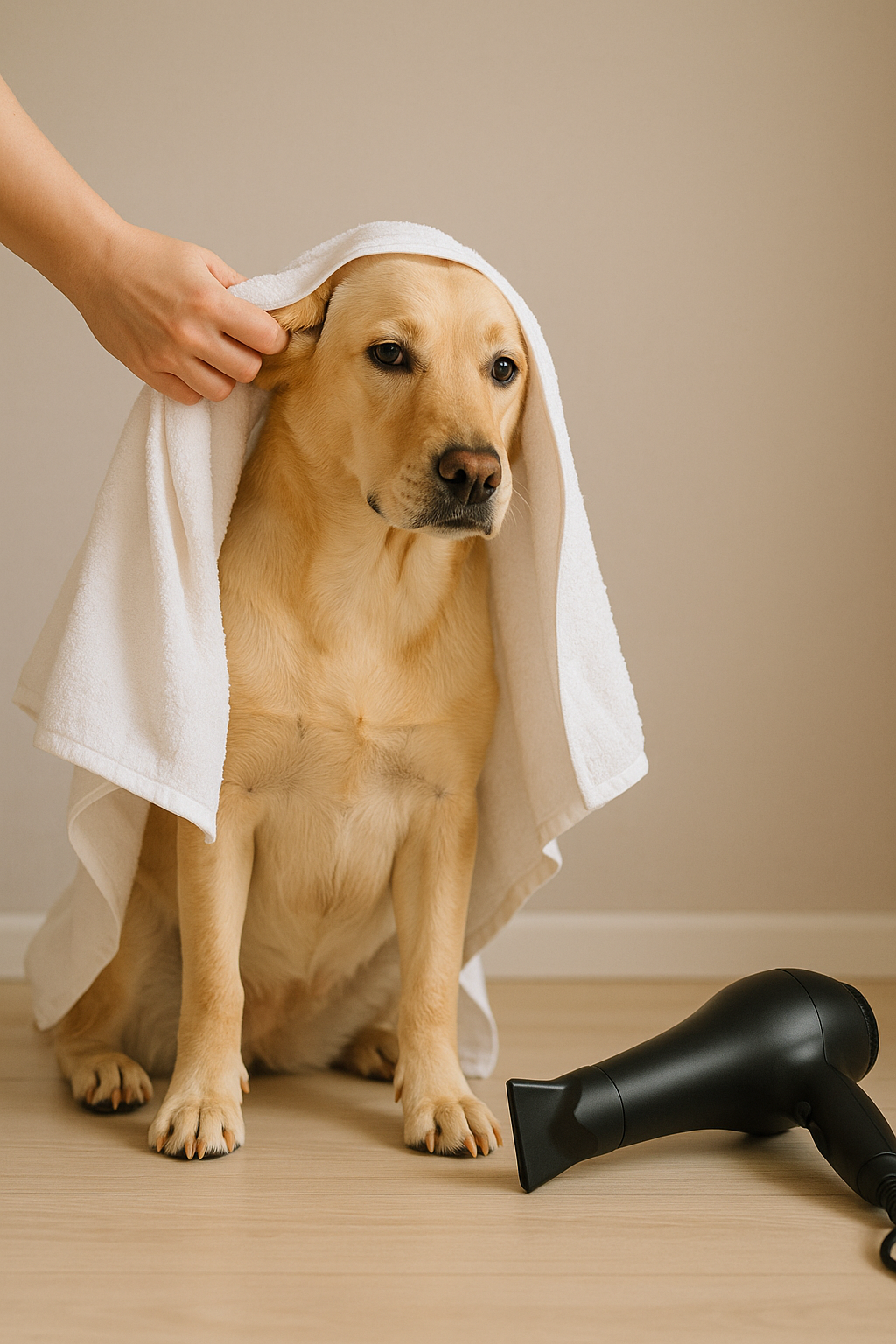 강아지 귀염 예방을 위한 귀 건조 모습