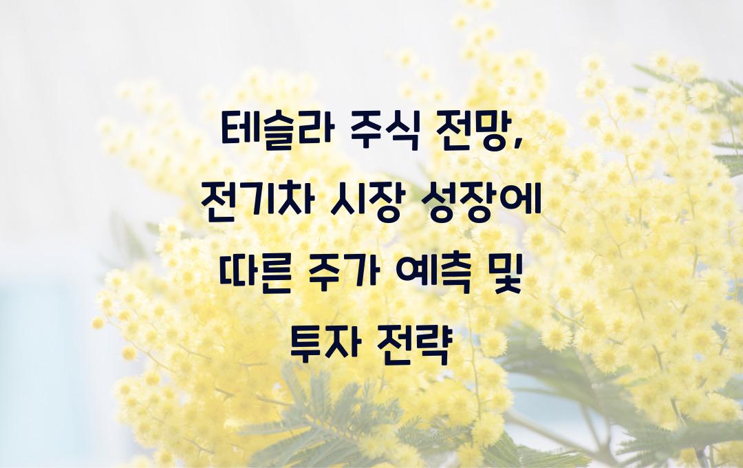 테슬라 주식 전망: 전기차 시장 성장에 따른 주가 예측