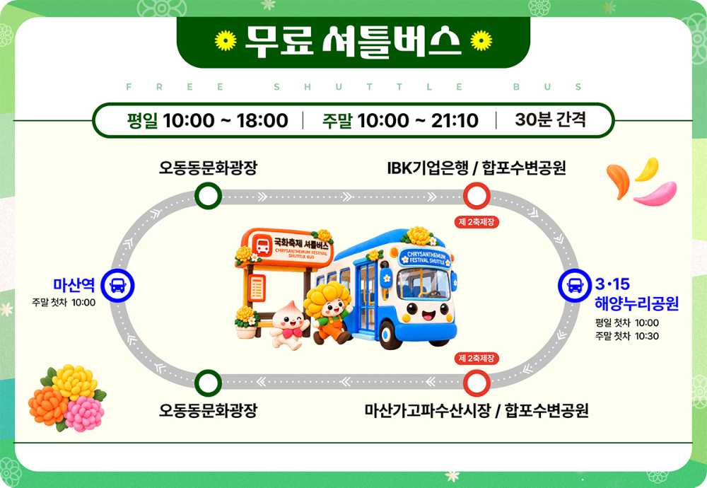 출처: 창원특례시 공식 홈페이지(마산가고파국화축제 무료셔틀버스 이미지)