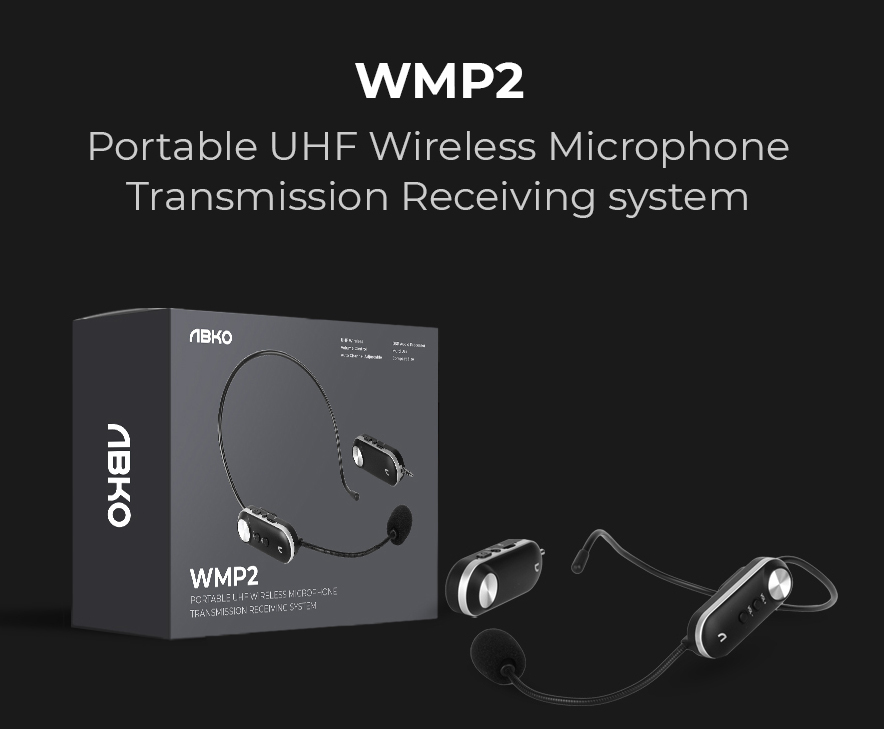 ABKO WMP2 휴대용 UHF 무선 송수신기 세트