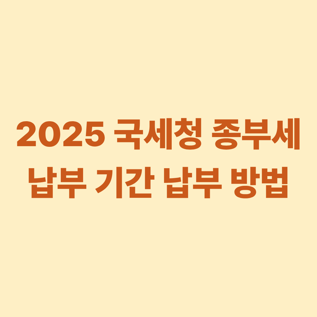 2025 국세청 종부세 납부 기간 납부 방법
