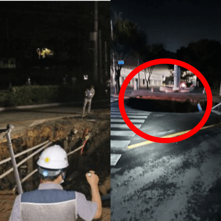 대구싱크홀-현장사진-새벽-포크레인