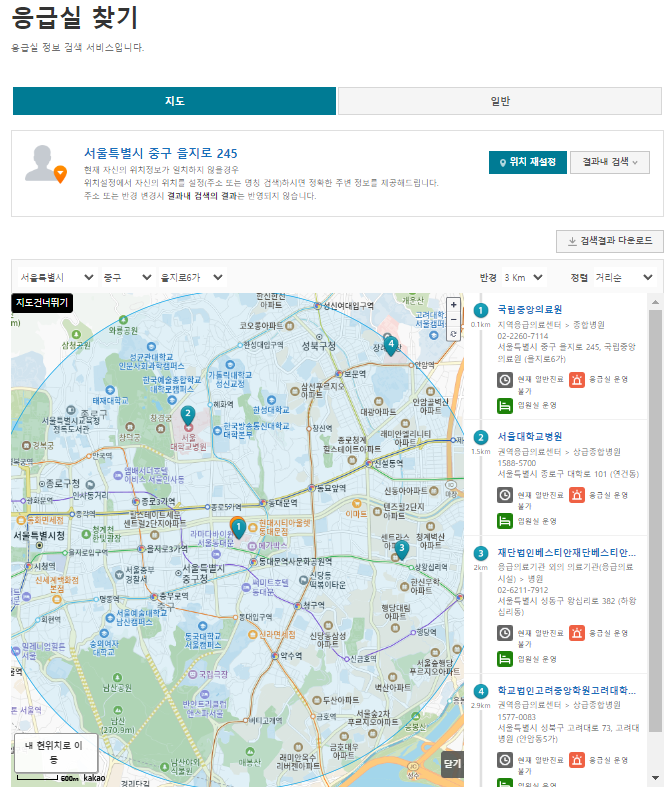 공휴일 응급실 찾기