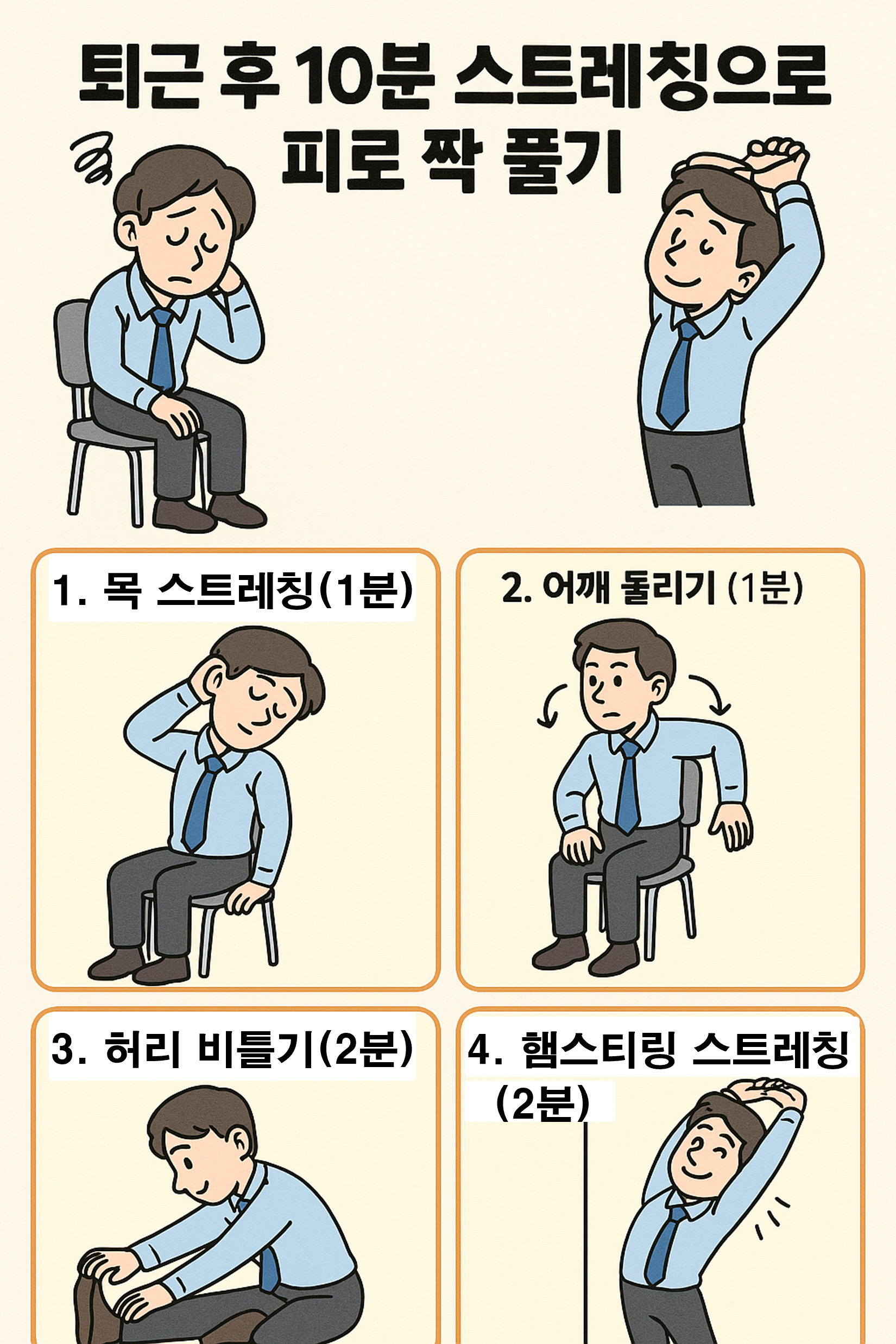 퇴근 후 10분 스트레칭으로 피로 쫙 풀기