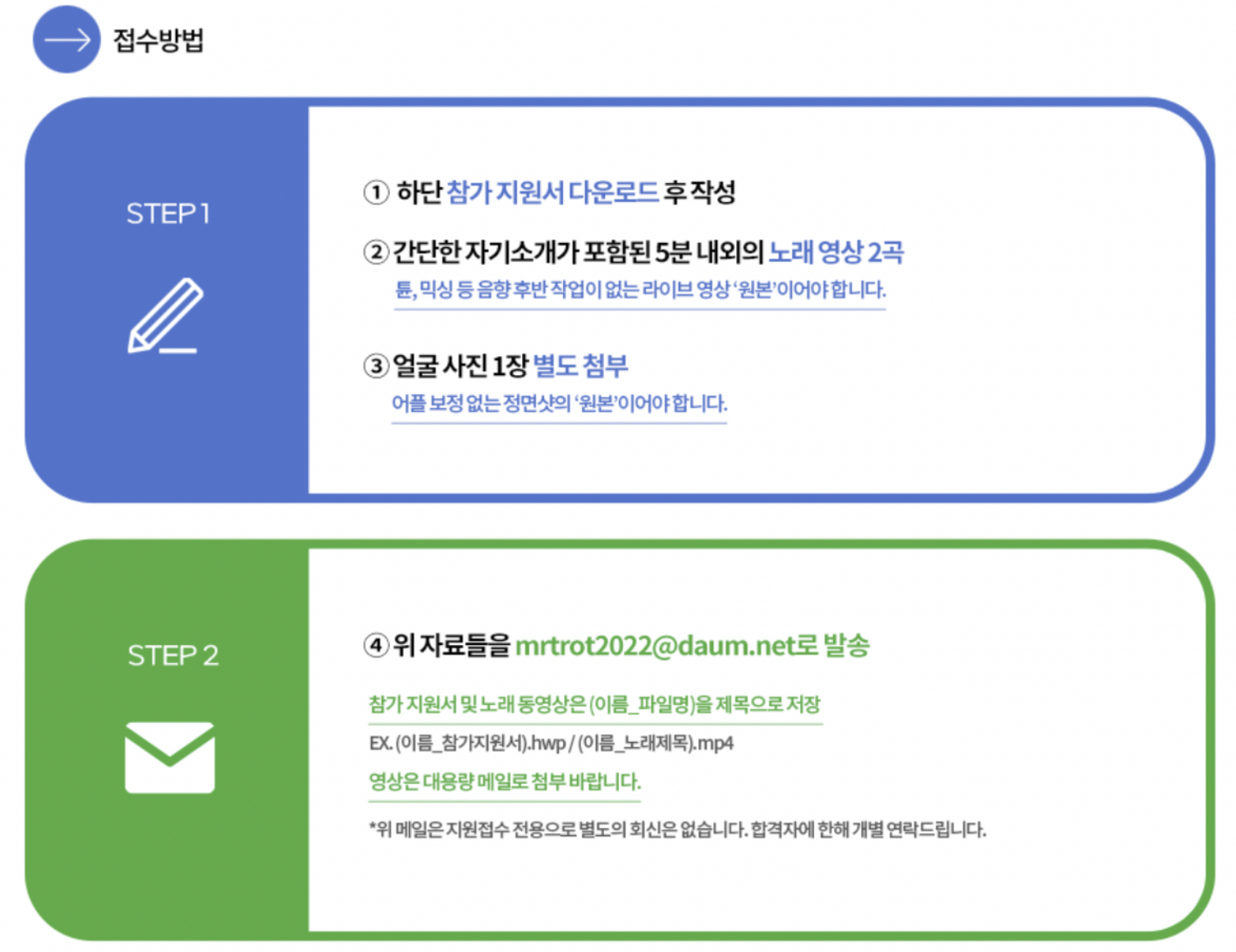 미스터트롯2접수방법