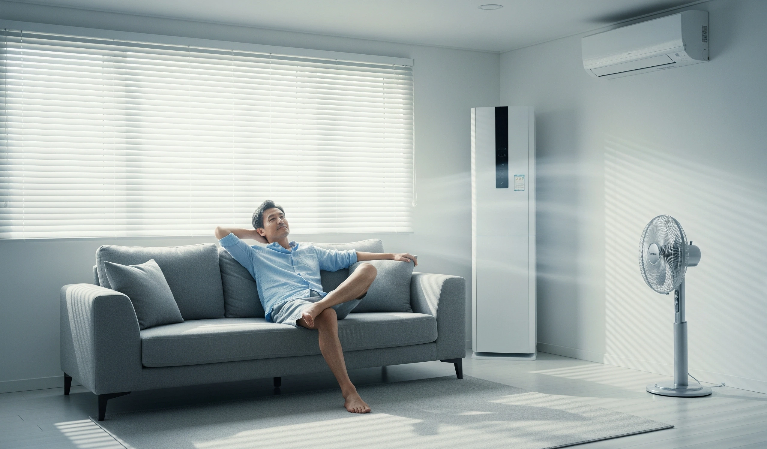 시원한 에어컨과선풍기 바람이미지