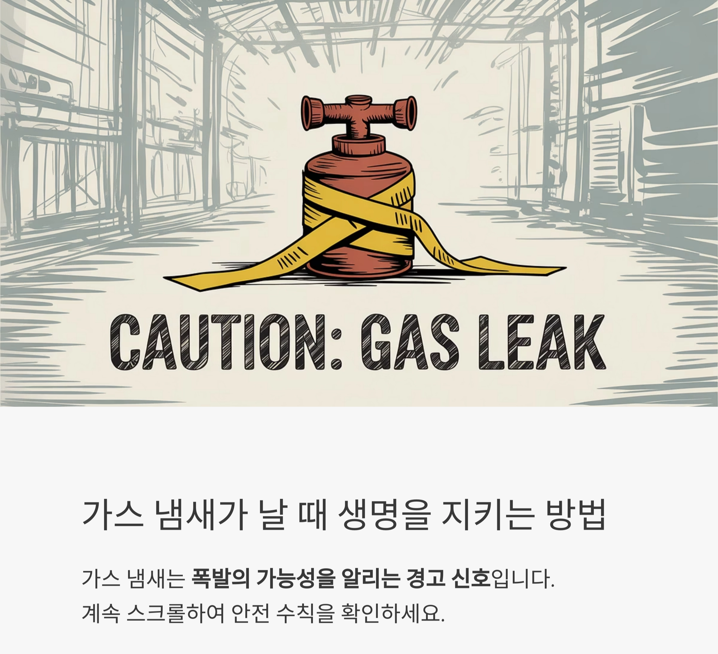 가스냄새가 날 때는 절대 불을 켜지 마세요! 생명을 지키는 안전 수칙