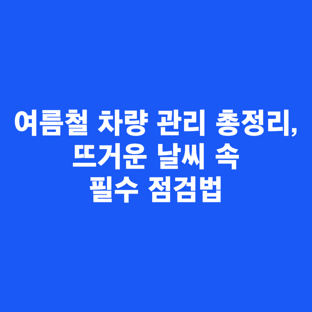 여름철 차량 관리 총정리, 뜨거운 날씨 속 필수 점검법