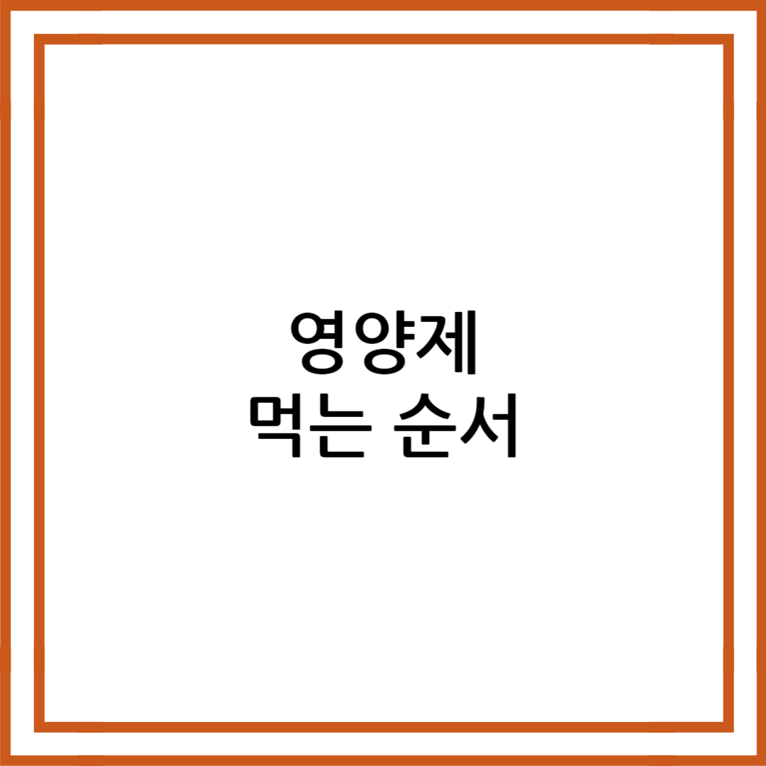 영양제 먹는 순서