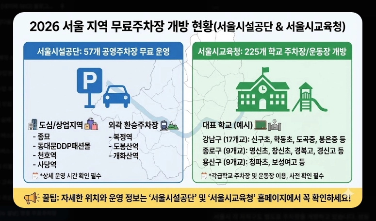2026 설날 무료주차장(일정, 기간)(지역별 + 현황)