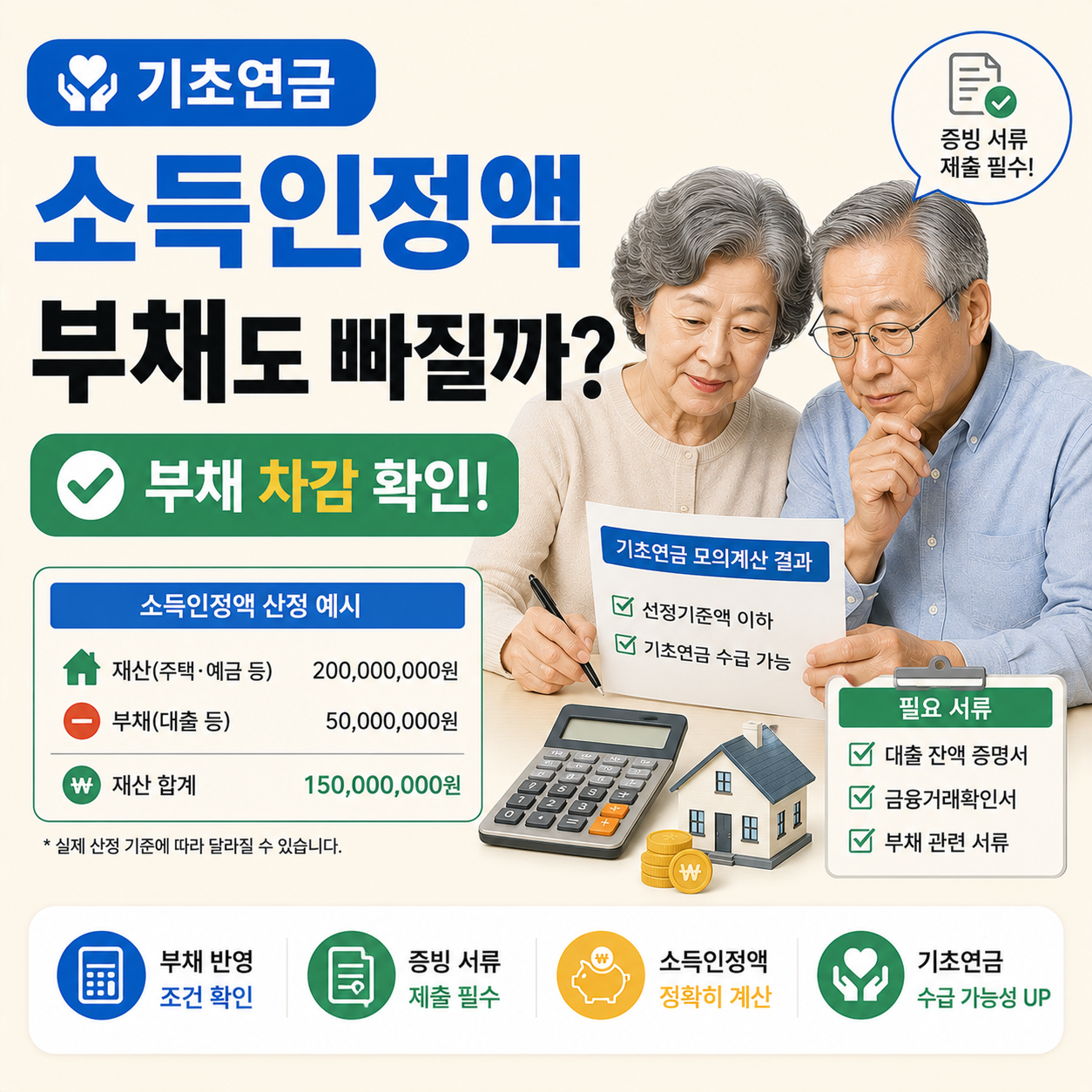 기초연금 소득인정액 부채 차감 계산 이미지