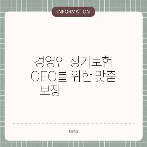 경영인 정기보험 CEO를 위한 맞춤 보장 🧑‍💼