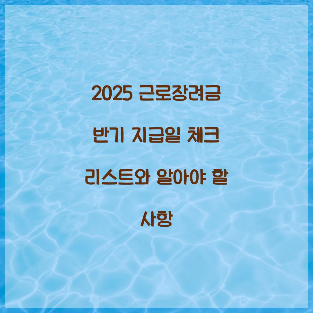 2025 근로장려금 반기 지급일