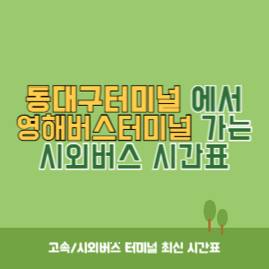 동대구터미널에서 영해버스터미널 가는 시외버스 시간표 최신정보