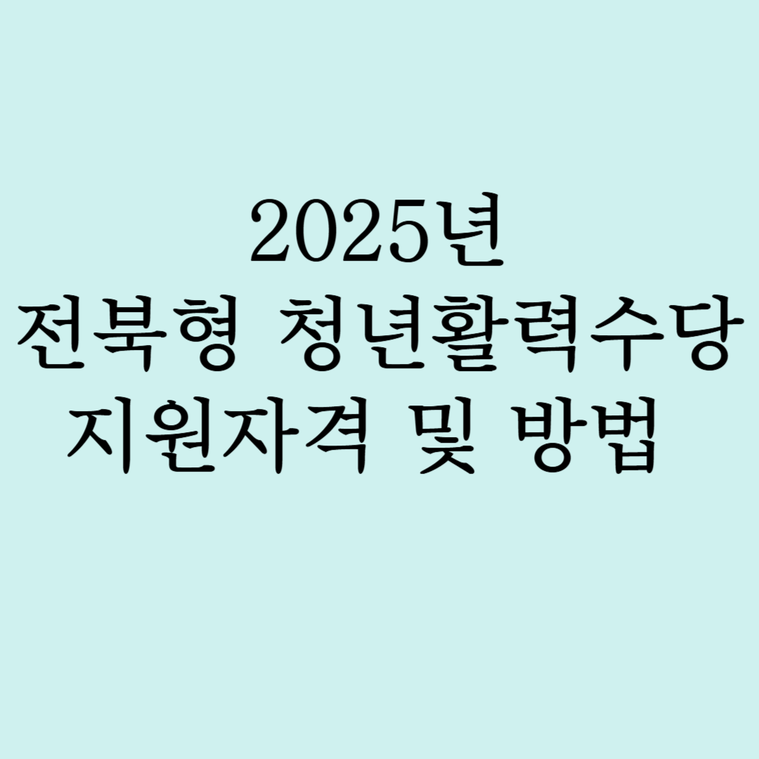 2025년 전북형 청년활력수당