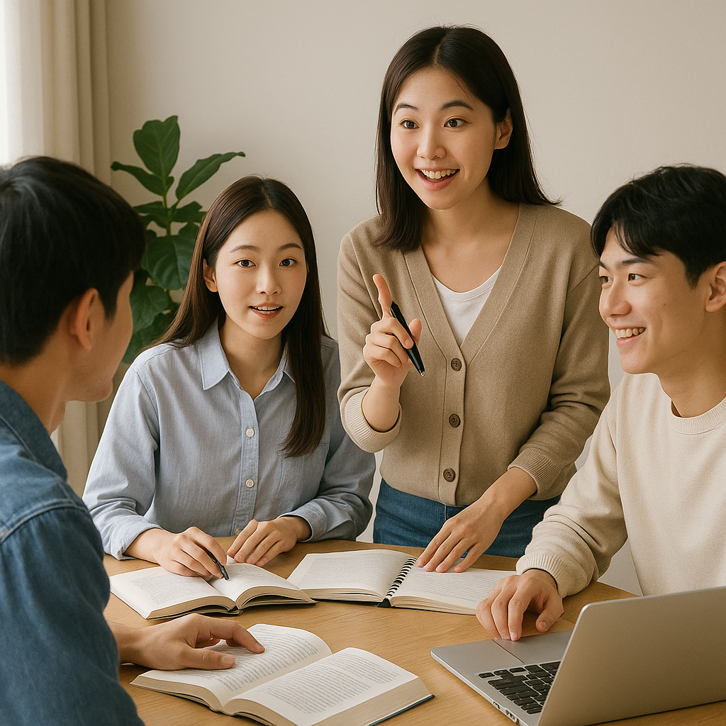 스터디 리더가 조별 학습을 진행하며 질문을 던지는 장면
