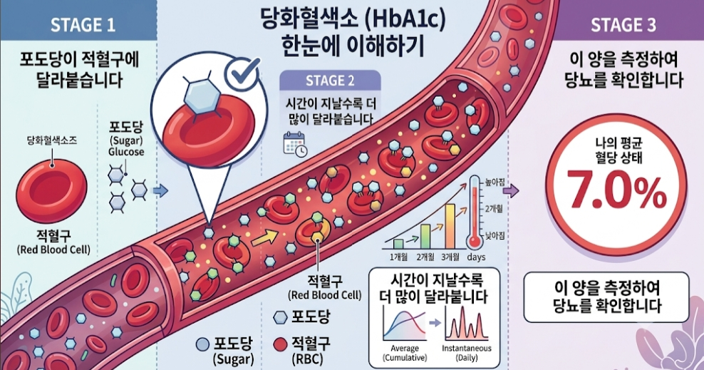 당화혈색소가 형성되는 원리 인포그래픽
