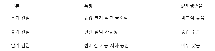 간암 생존율, 병기별 차이 정리