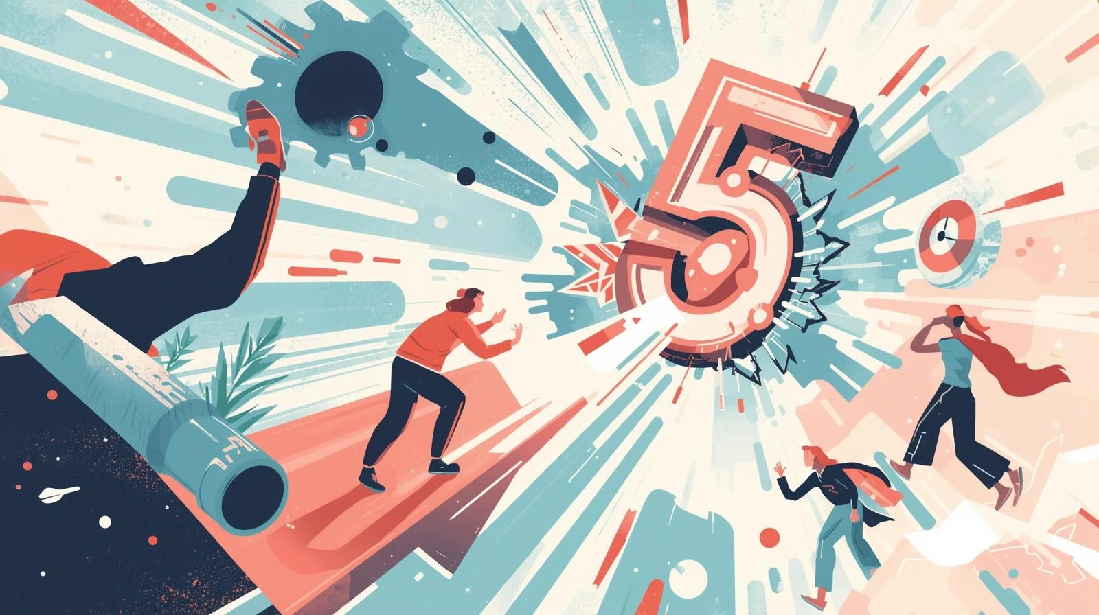 행동을 시작하기 위해 카운트다운을 하는 5초 법칙의 시각적 이미지