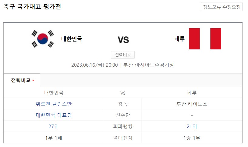 축구-평가전-경기-전력비교