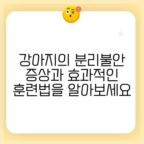 강아지의 분리불안 증상과 효과적인 훈련법을 알아보세요