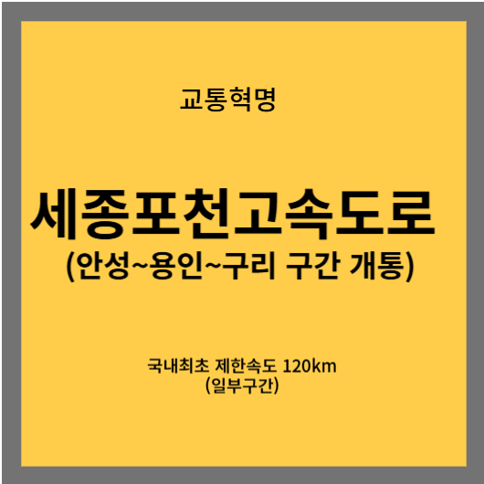 세종포천고속도로 안성~용인~구리 구간 개통, 국내최초 제한속도 시속 120km(일부구간) 교통혁명