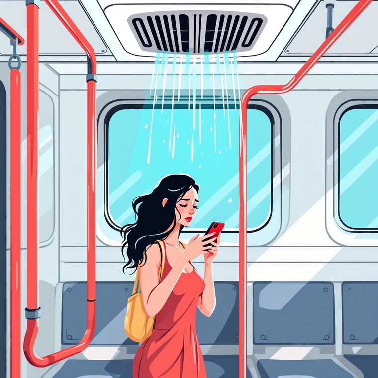 에어컨 약해서 더운 여성