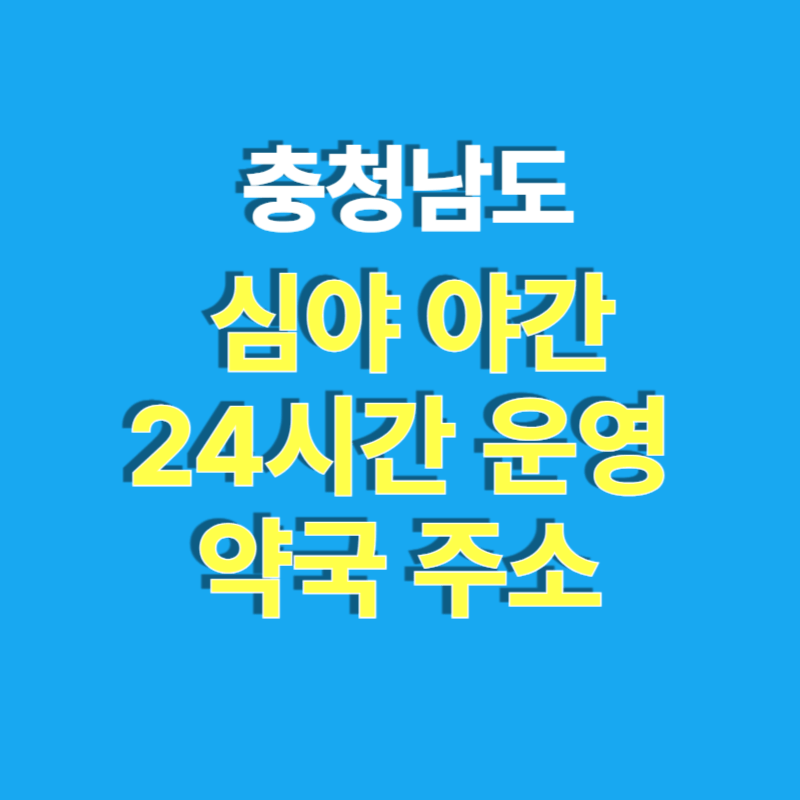 충청남도 심야&middot;24시간 약국
