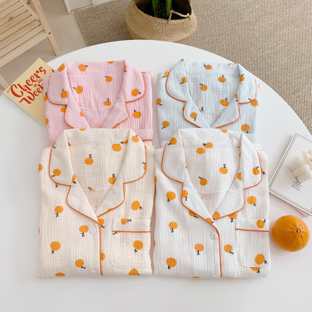 2size 탠저린 귤 잠옷 반팔 긴팔 빅사이즈 파자마 요루면 잠옷 커플잠옷