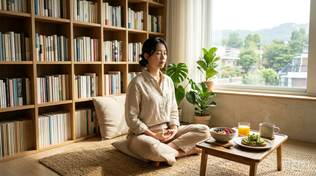 명상과 독서로 아침 루틴을 시작하며 성공 습관을 실천하는 한국인