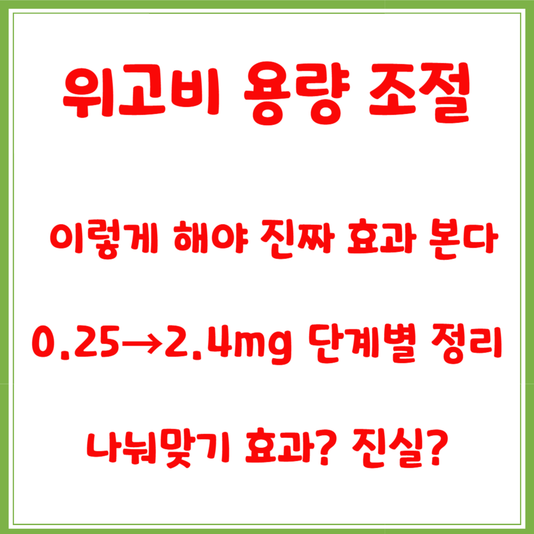 위고비 용량 조절, 이렇게 해야 진짜 효과 본다｜0.25→2.4mg 단계별 정리