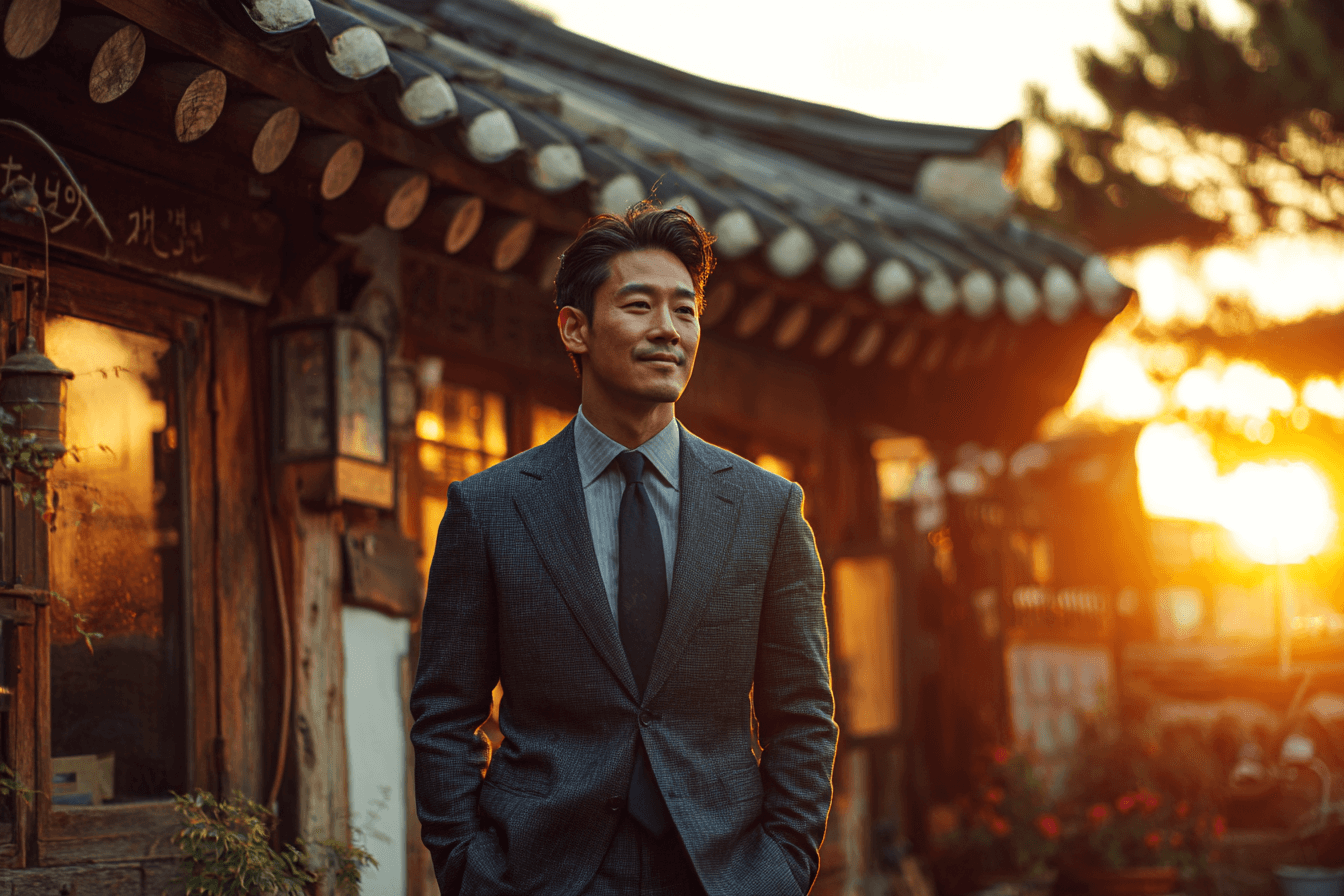 한옥-앞에-서-있는-남자