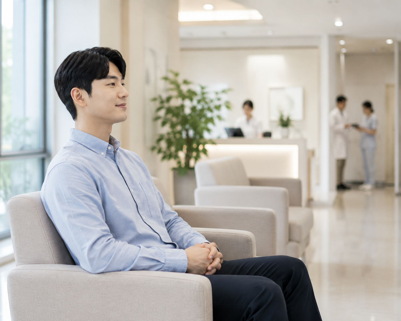 건강검진을 마친 후 결과를 기다리는 모습