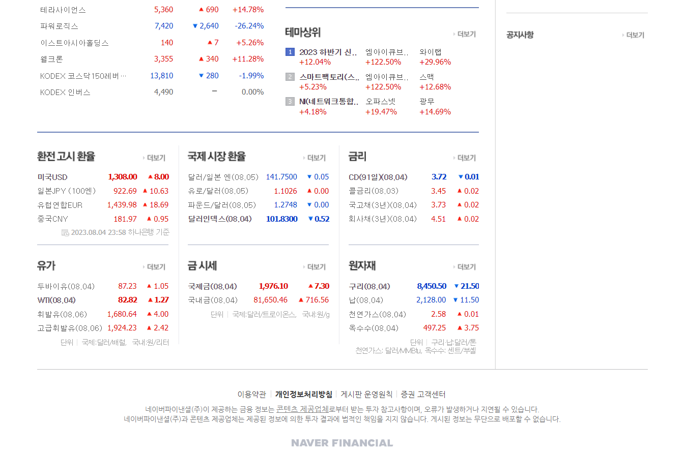 네이버증권 메인 2