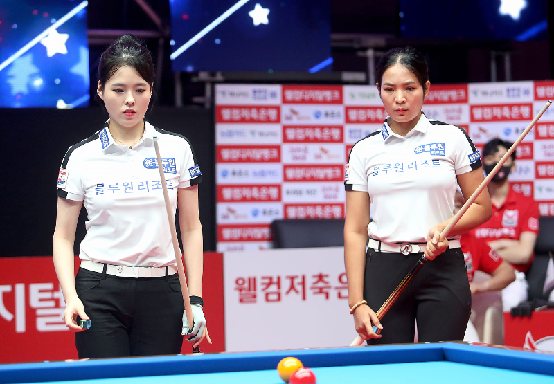 PBA 팀리그 블루원리조트 스롱피아비와 서한솔 당구선수