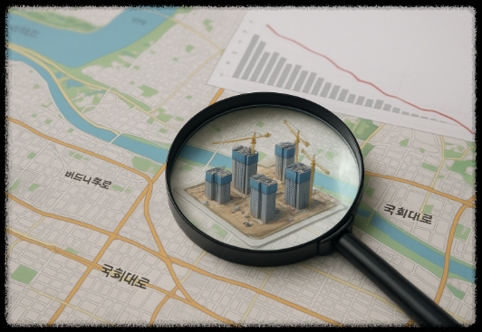 지도 위에서 착공 데이터 찾는 관련 이미지