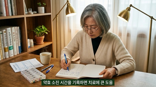 파킨슨병 레보도파 약효 소진 복용 일지